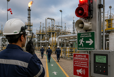 Sistema de evacuación y notificación en planta de gas