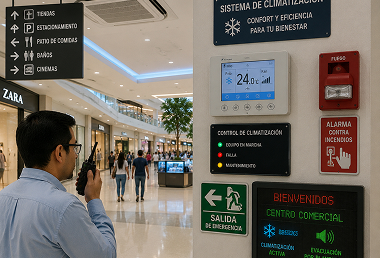 Climatización y señalización en centro comercial